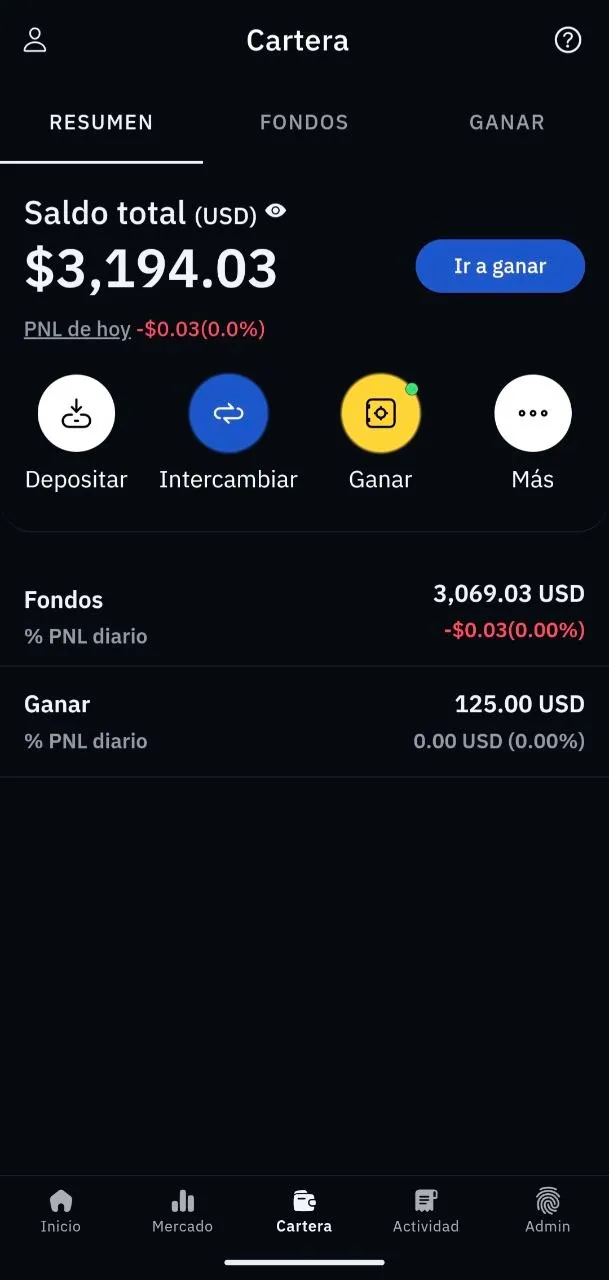 La cartera separando fondos de rendimientos, con el PNL diario de cada parte.